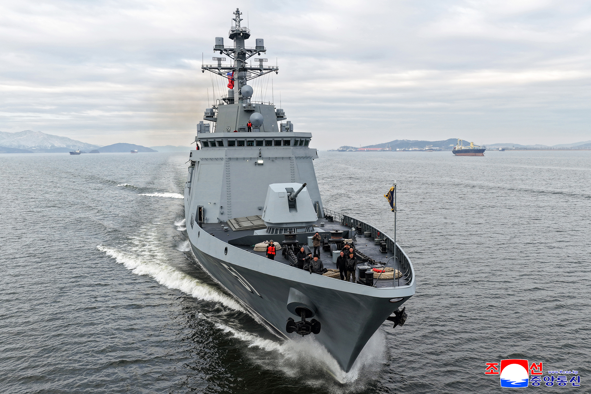 Respected Comrade Kim Jong Un inspects destroyer Choe Hyon