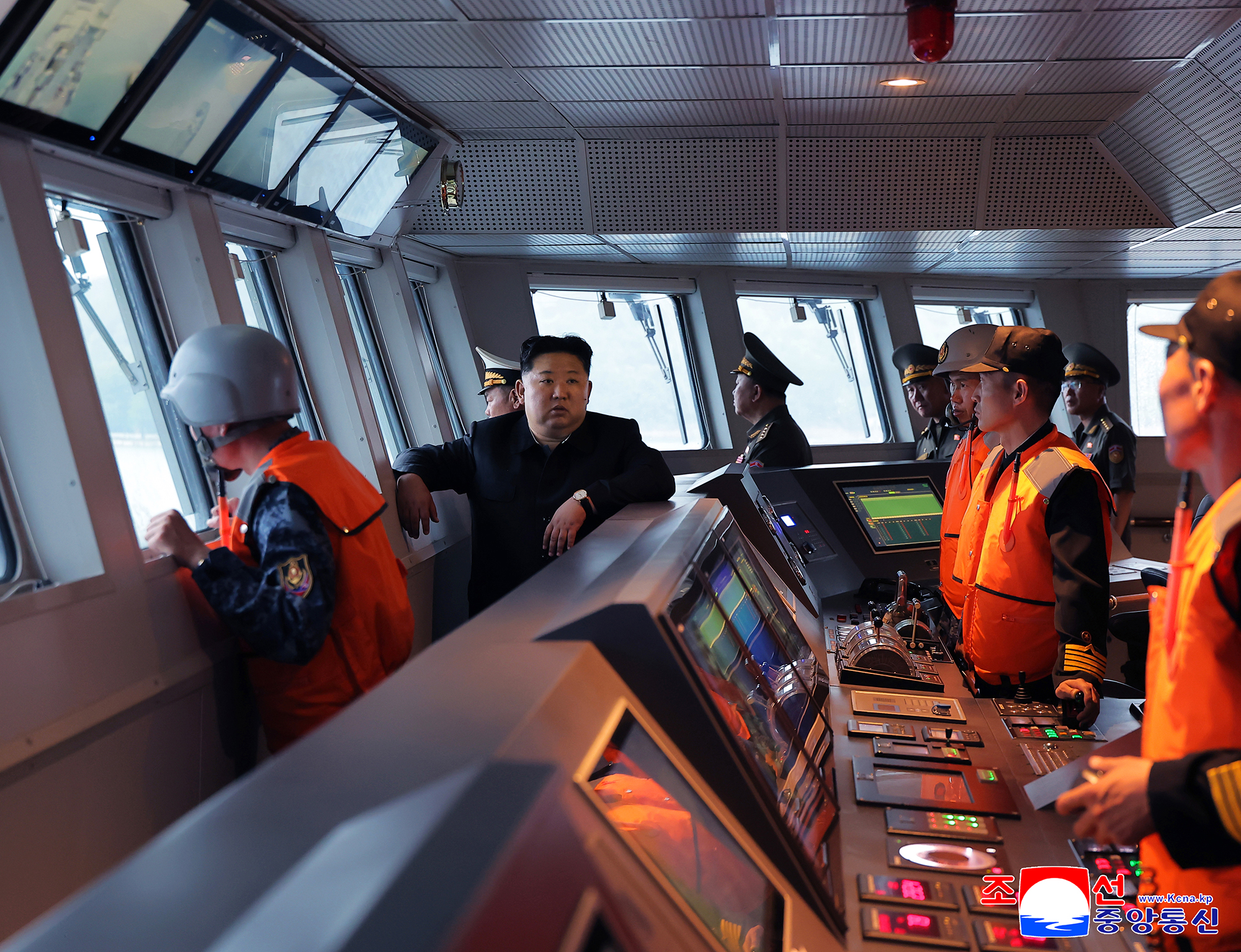 Respected Comrade Kim Jong Un inspects navigation test of destroyer Kang Kon